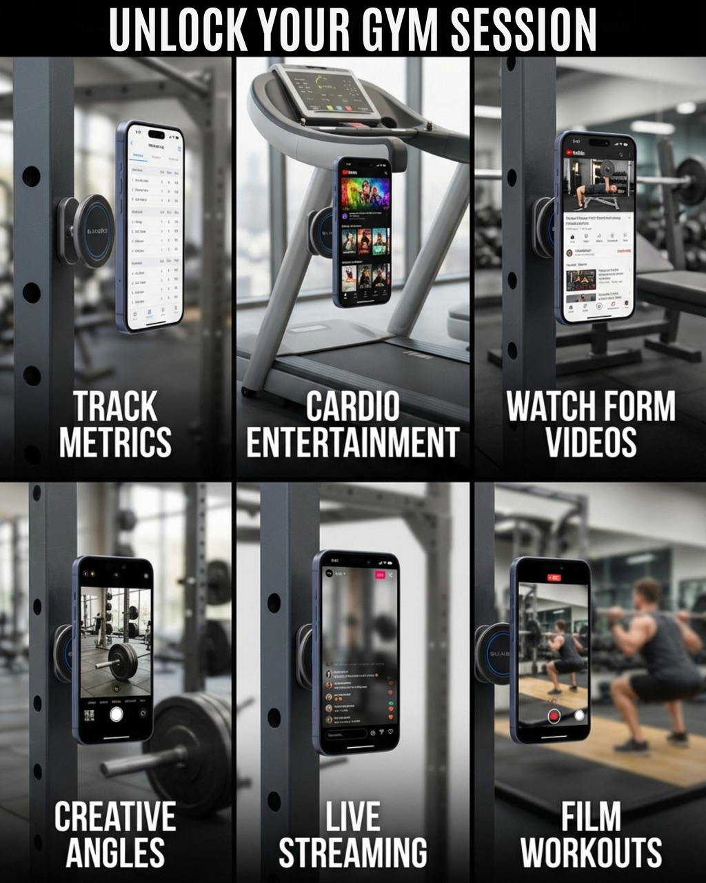 All-Metal Magnetic Gym Phone Holder