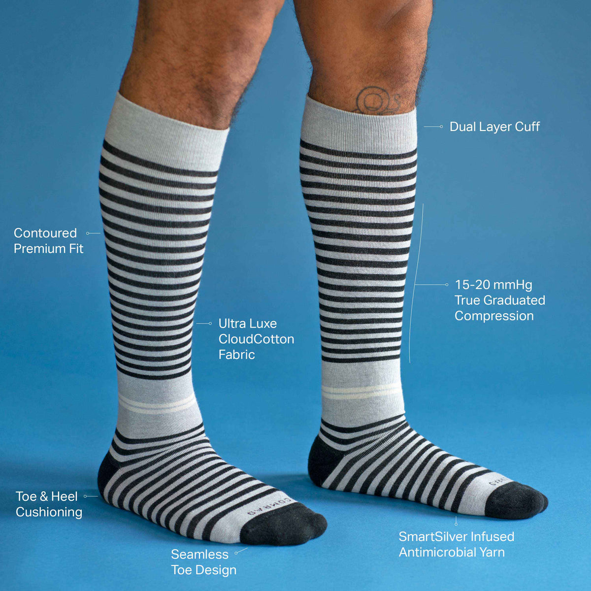 Cotton Compression Socks - Stripes