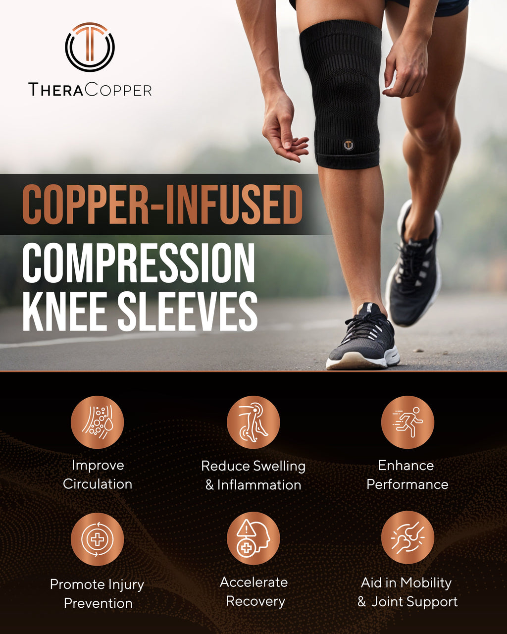 Copper Compression Knee Sleeves