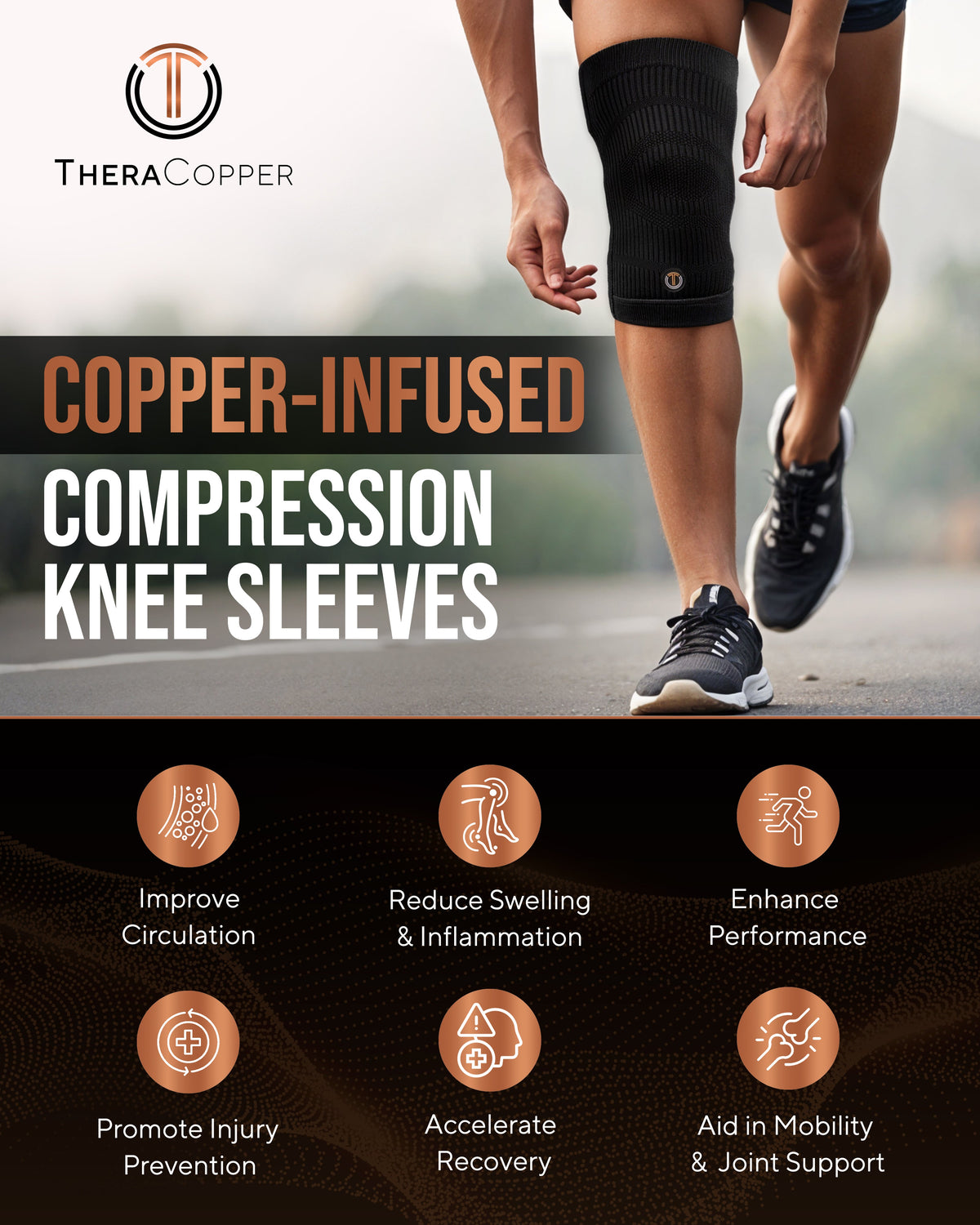Copper Compression Knee Sleeves